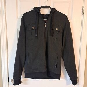 Southpole Men's Dark Grey Sherpa Lined Coat